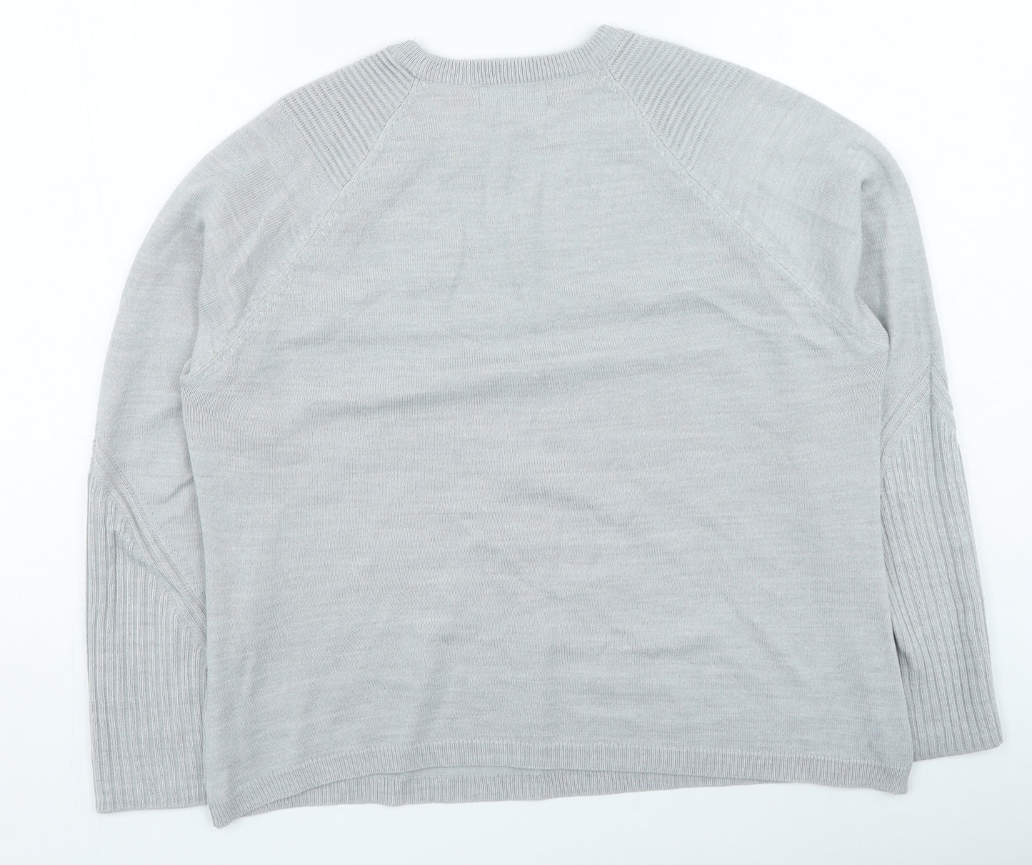 Marks and Spencer Womens Grey Round Neck Acrylic Pullover Jumper Size 14