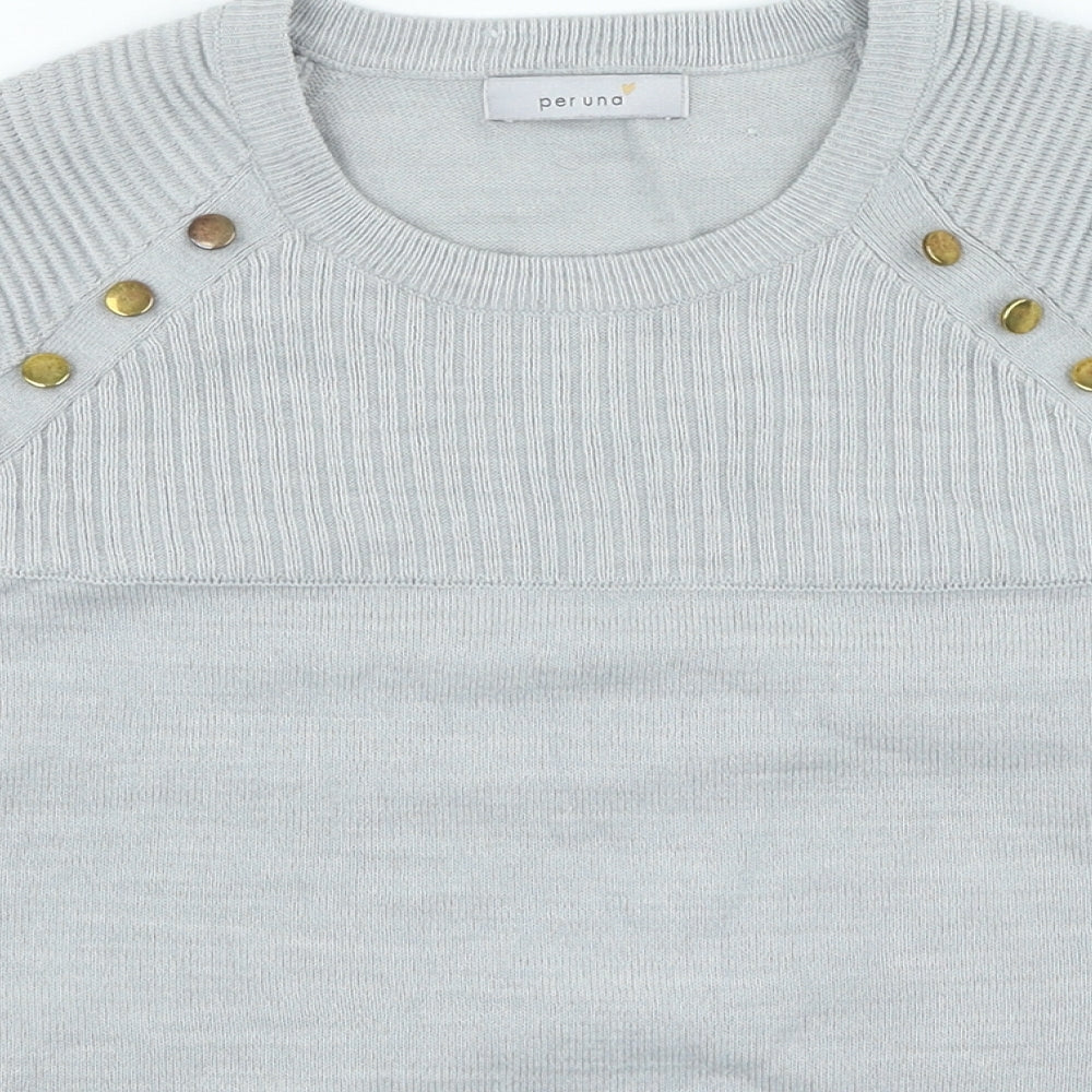 Marks and Spencer Womens Grey Round Neck Acrylic Pullover Jumper Size 14