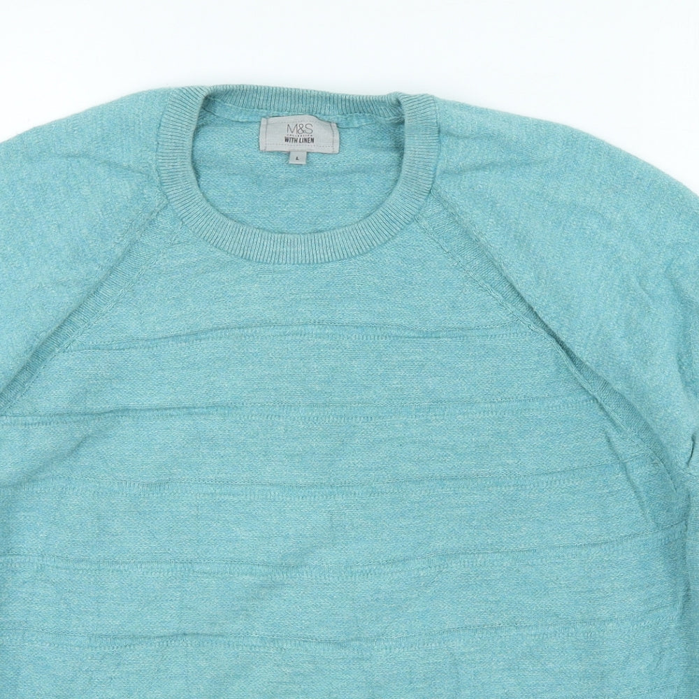 Marks and Spencer Mens Blue Cotton Pullover Sweatshirt Size L