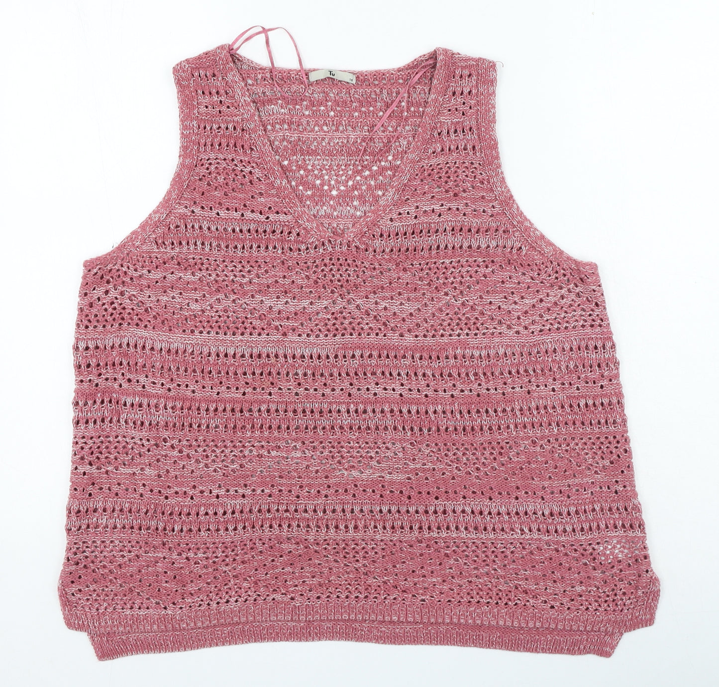 TU Womens Pink Acrylic Camisole Tank Size 18 V-Neck
