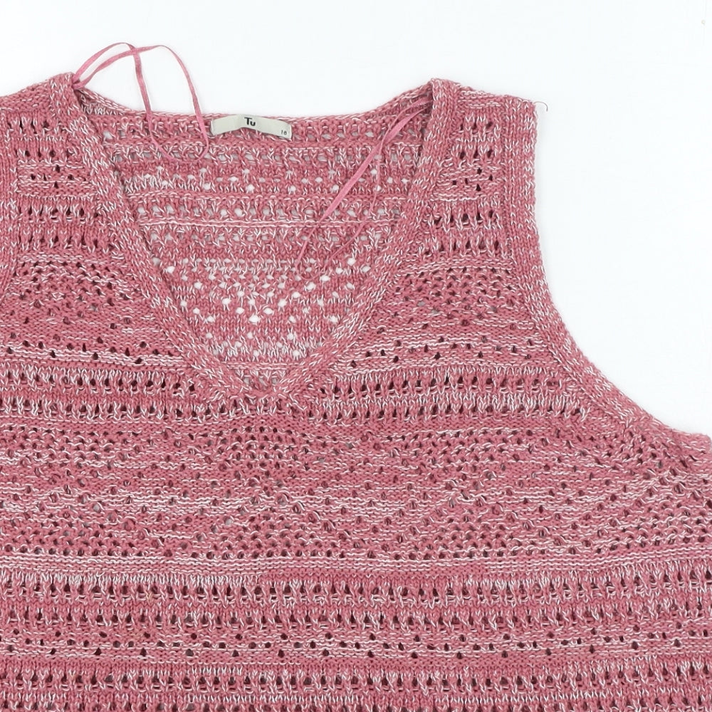 TU Womens Pink Acrylic Camisole Tank Size 18 V-Neck
