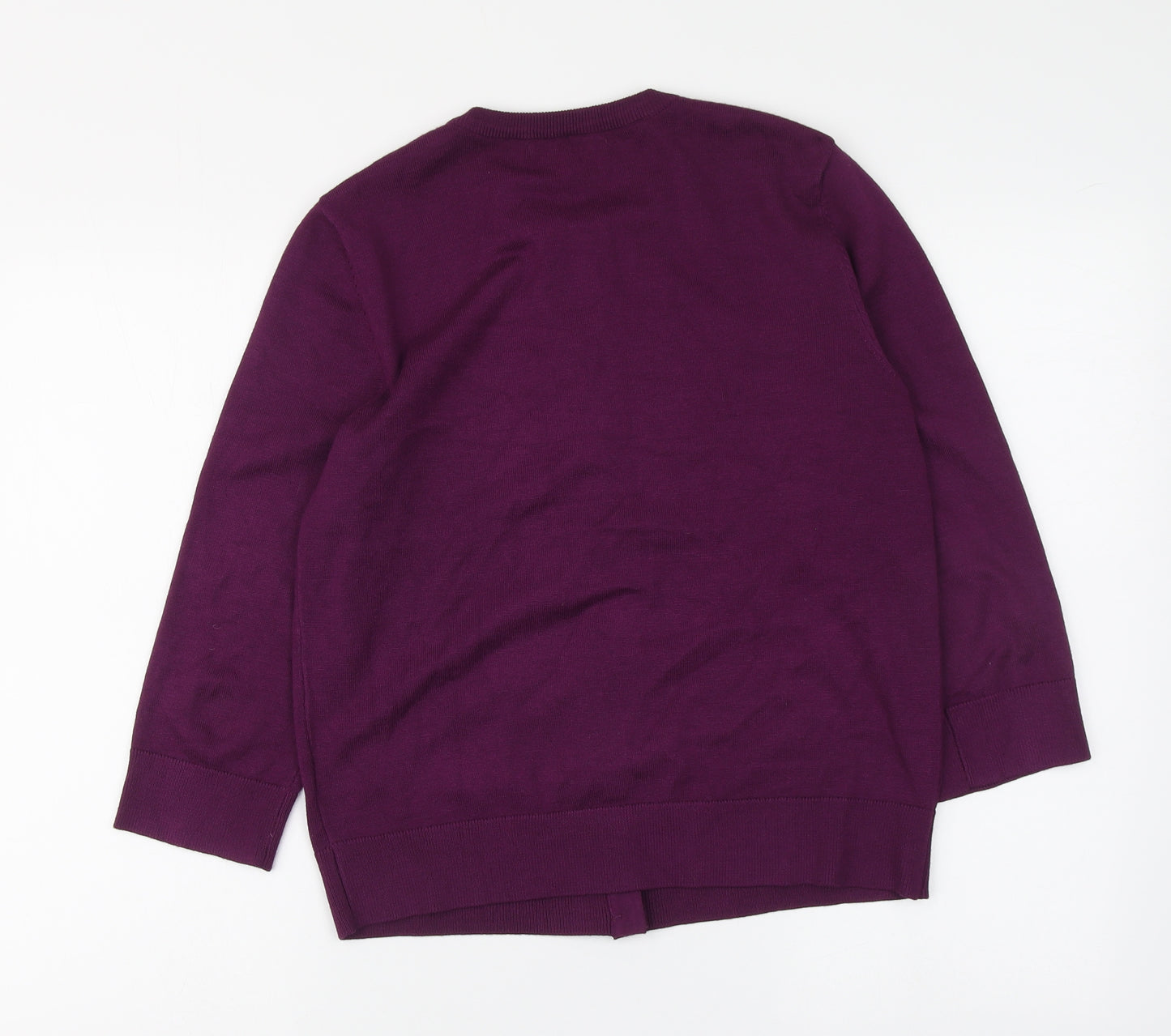 Cable & Gauge Womens Purple Round Neck Viscose Cardigan Jumper Size L