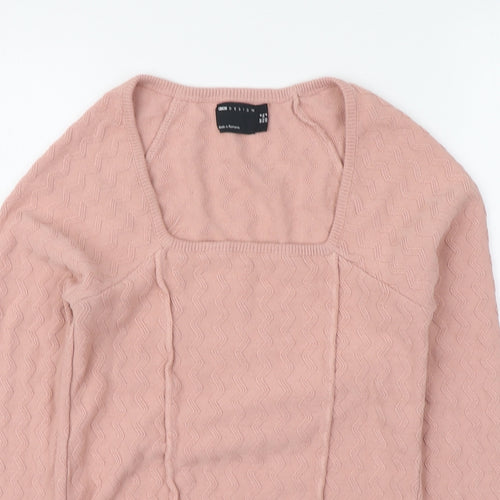 ASOS Womens Pink Square Neck Acrylic Pullover Jumper Size 8