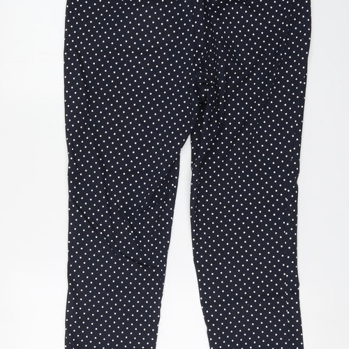 Savida Womens Blue Polka Dot Cotton Carrot Trousers Size 14 L25 in Regular Button