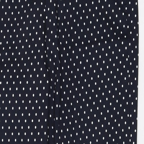 Savida Womens Blue Polka Dot Cotton Carrot Trousers Size 14 L25 in Regular Button