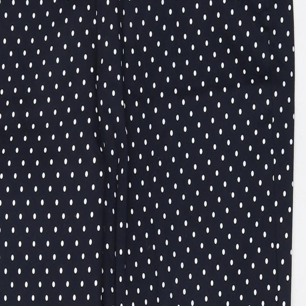 Savida Womens Blue Polka Dot Cotton Carrot Trousers Size 14 L25 in Regular Button