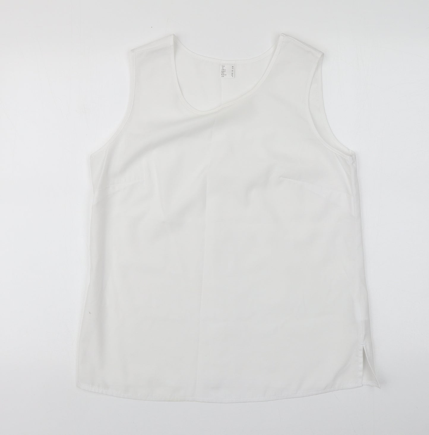 H&M Womens White Polyester Basic Tank Size 12 Round Neck