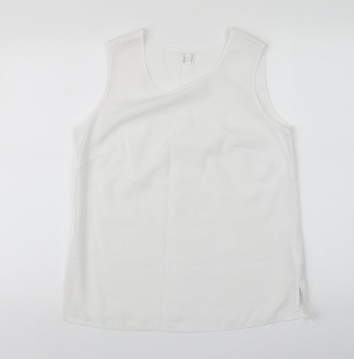 H&M Womens White Polyester Basic Tank Size 12 Round Neck