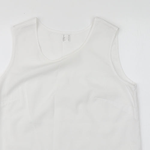 H&M Womens White Polyester Basic Tank Size 12 Round Neck