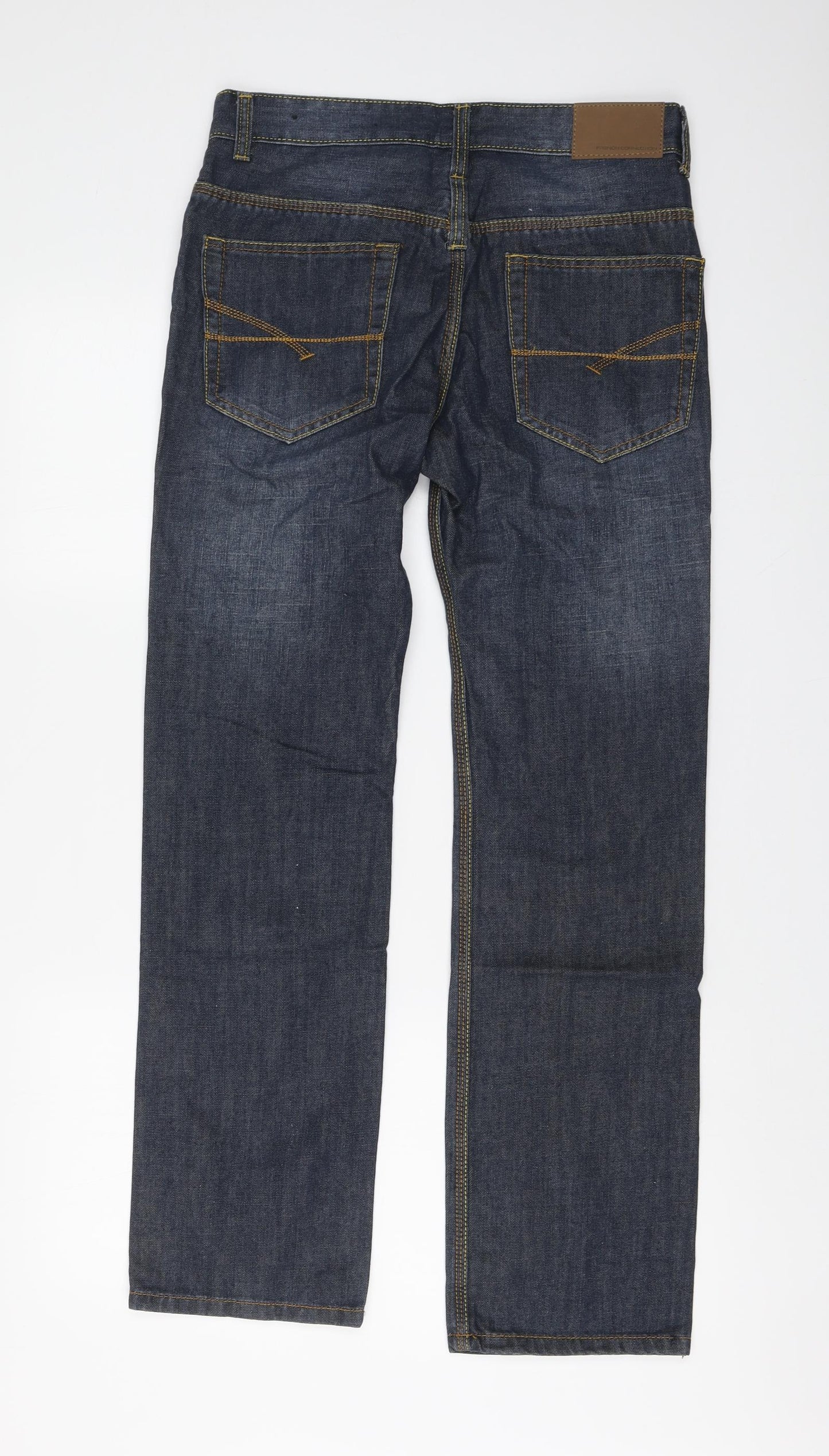 French Connection Mens Blue Cotton Straight Jeans Size 30 in L30 in Regular Button