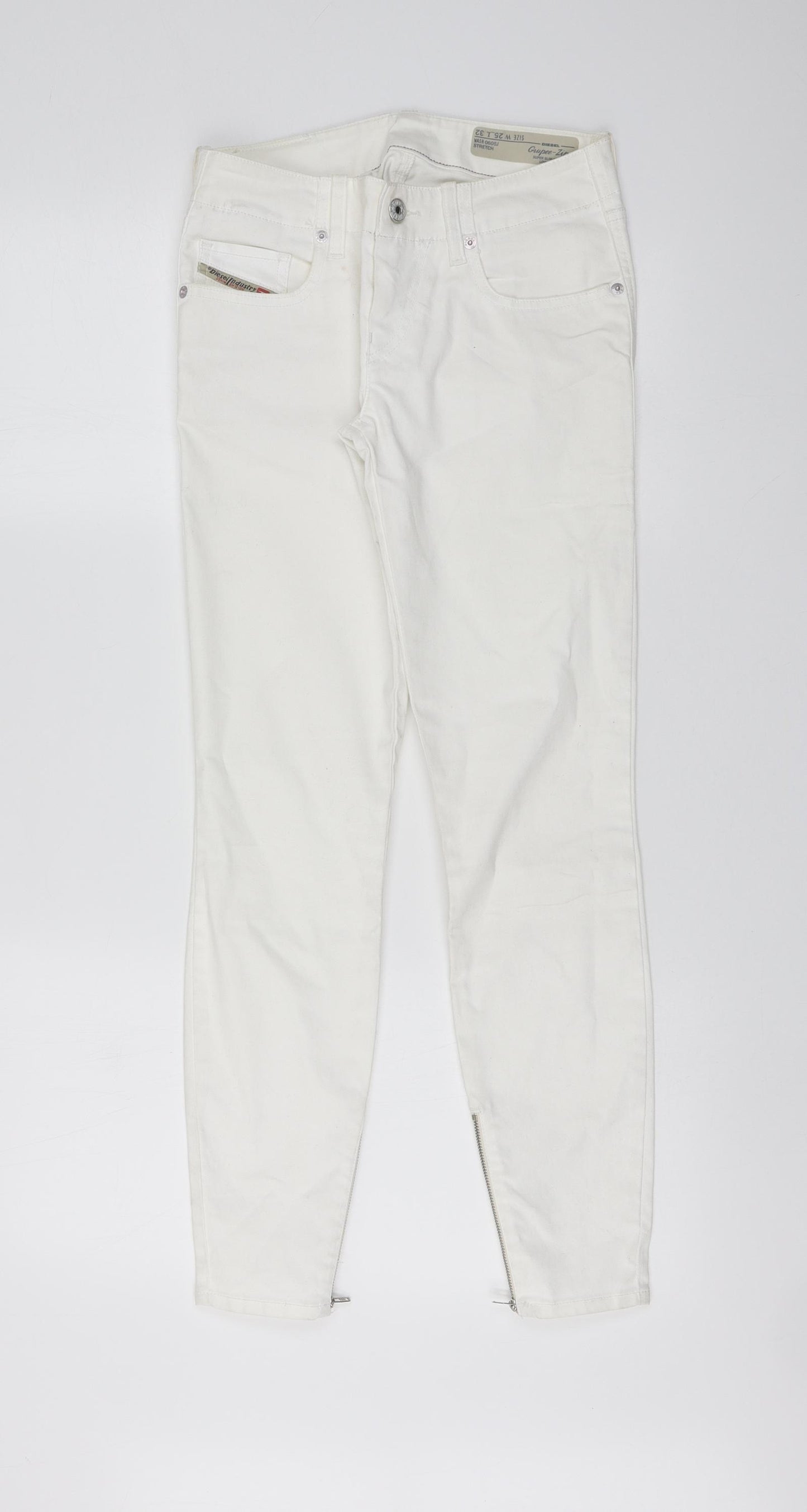 Diesel Womens White Cotton Skinny Jeans Size 25 in L28 in Regular Button