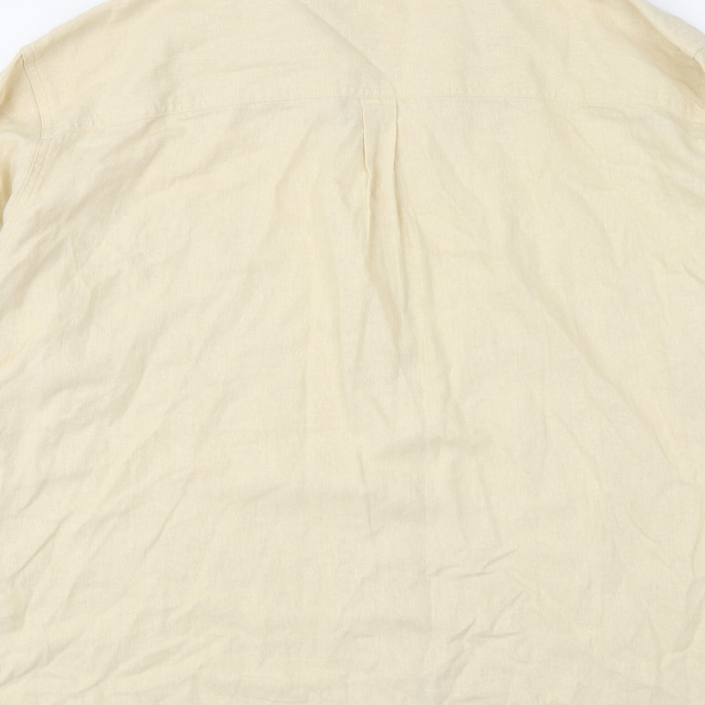 Very Womens Beige Linen Basic Button-Up Size 16 V-Neck
