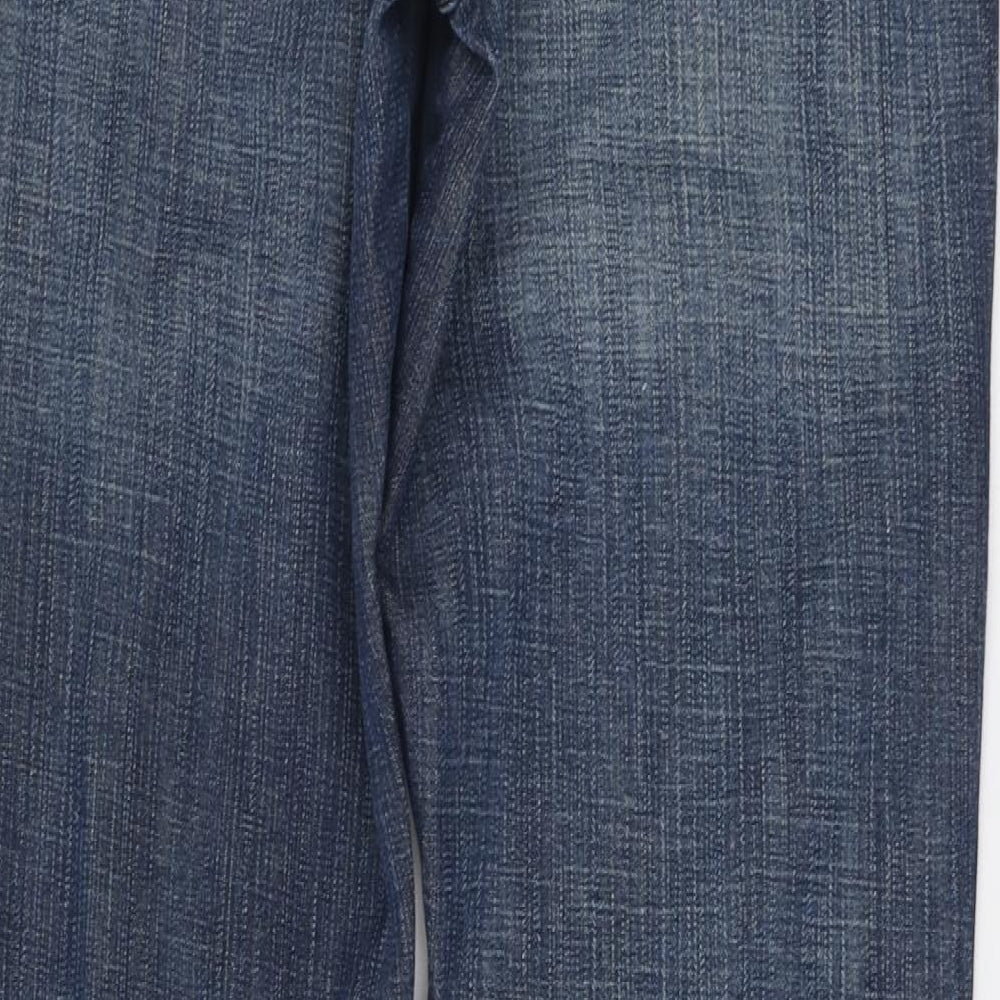 Wrangler Mens Blue Cotton Straight Jeans Size 32 in L34 in Regular Button