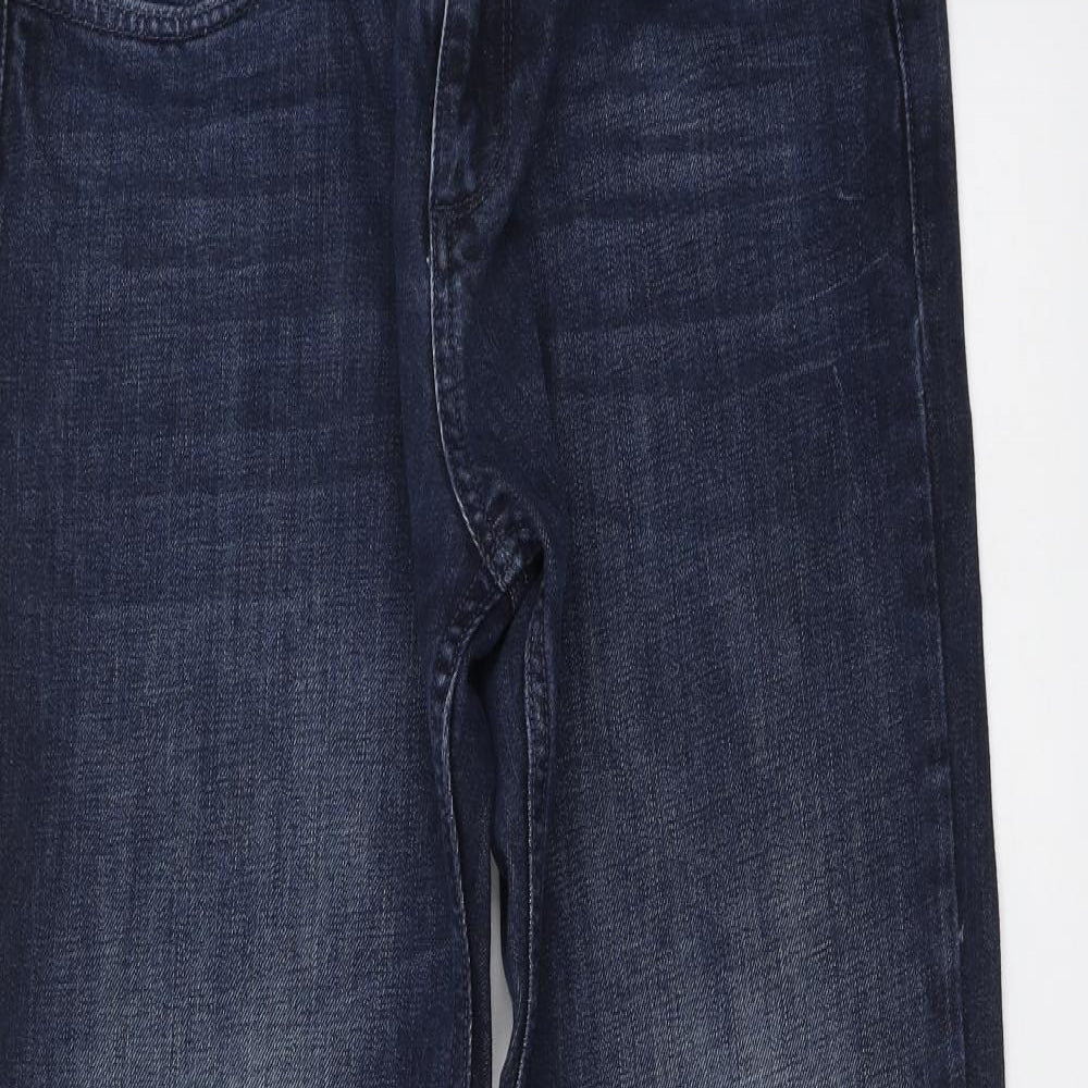 Burton Menswear Mens Blue Cotton Bootcut Jeans Size 32 L32 in Regular Button