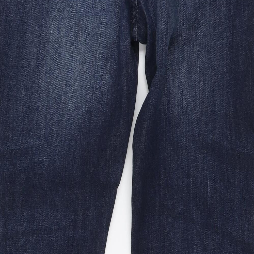 Burton Menswear Mens Blue Cotton Bootcut Jeans Size 32 L32 in Regular Button