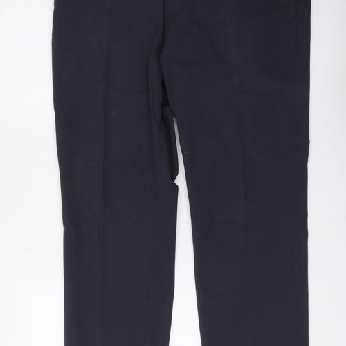 Dunnes Stores Mens Blue Cotton Chino Trousers Size 38 in L29 in Regular Button