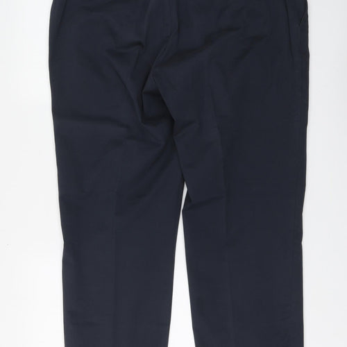 Dunnes Stores Mens Blue Cotton Chino Trousers Size 38 in L29 in Regular Button