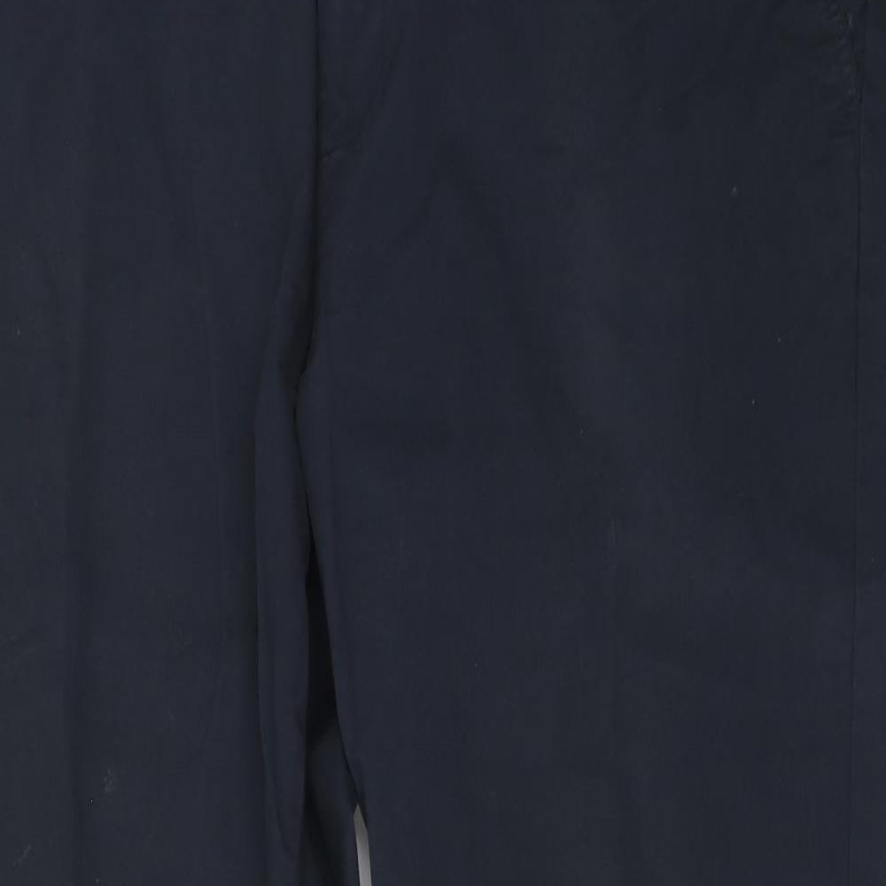 Dunnes Stores Mens Blue Cotton Chino Trousers Size 38 in L29 in Regular Button