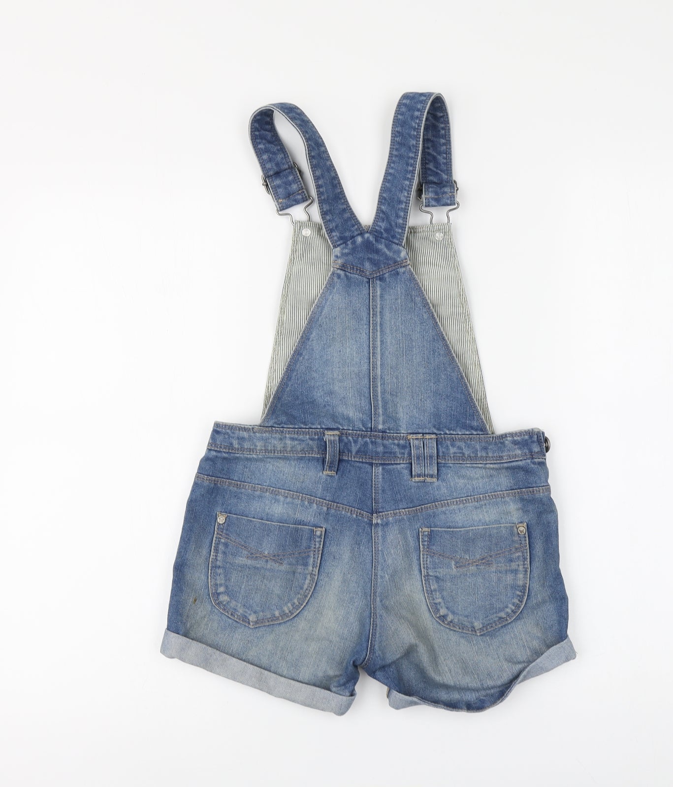 NEXT Girls Blue Cotton Dungaree Shorts Shorts Size 7 Years Regular