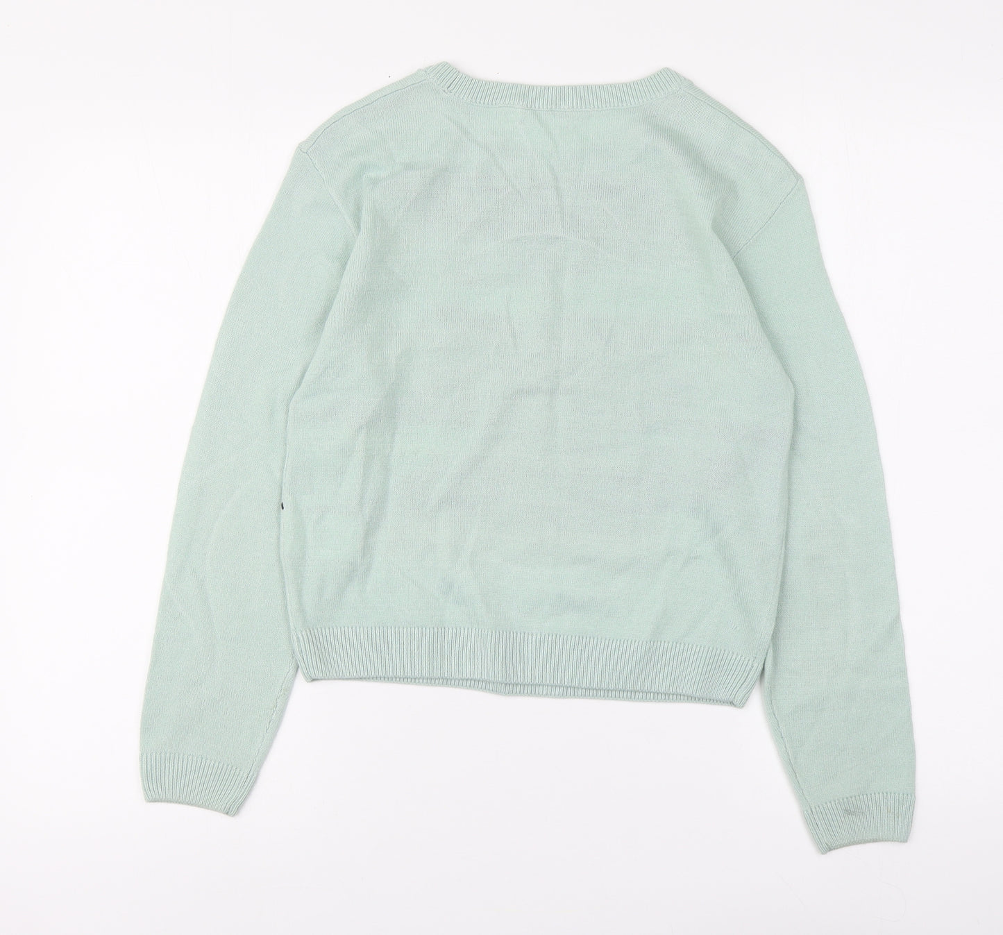 H&M Girls Green Round Neck Acrylic Pullover Jumper Size 10-11 Years Pullover - Christmas jumper