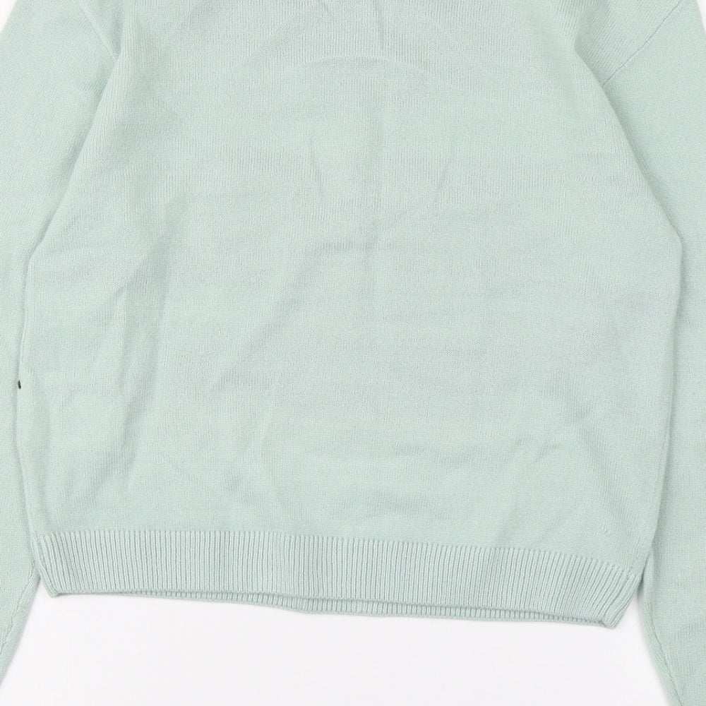 H&M Girls Green Round Neck Acrylic Pullover Jumper Size 10-11 Years Pullover - Christmas jumper