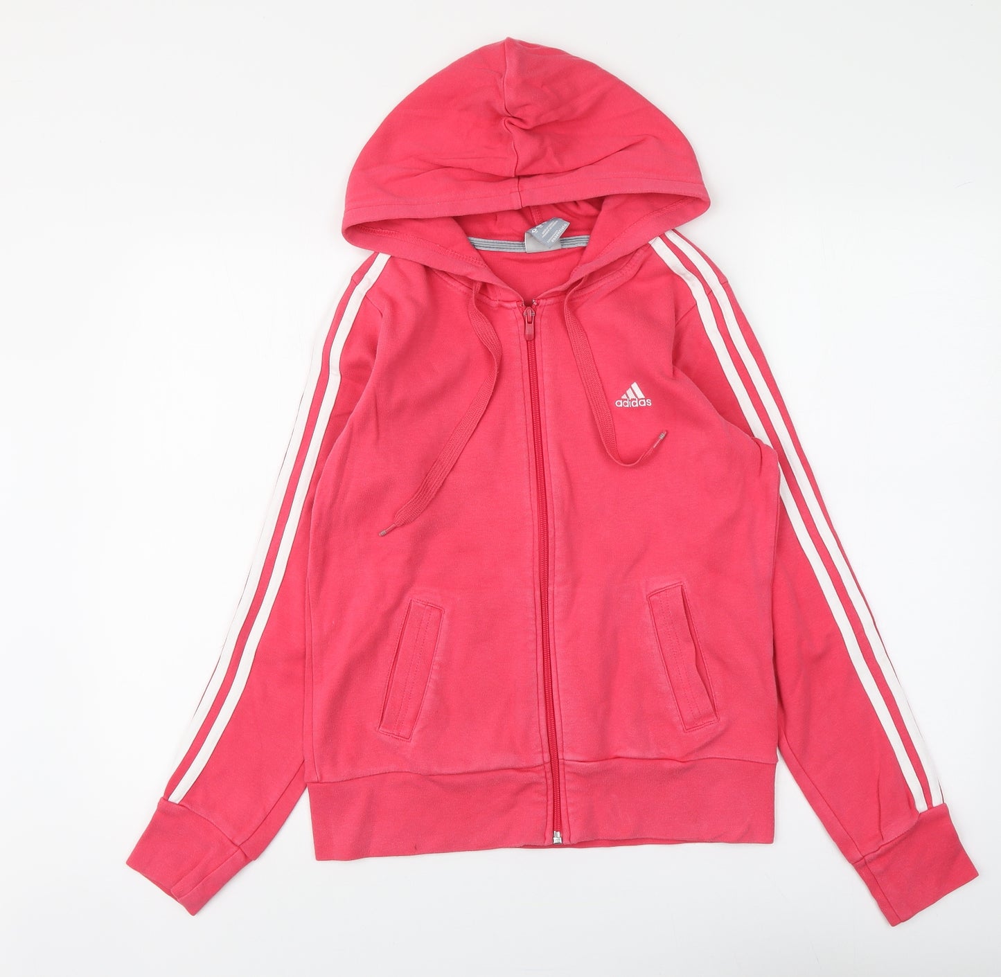 adidas Girls Pink Cotton Full Zip Hoodie Size 14 Years Zip