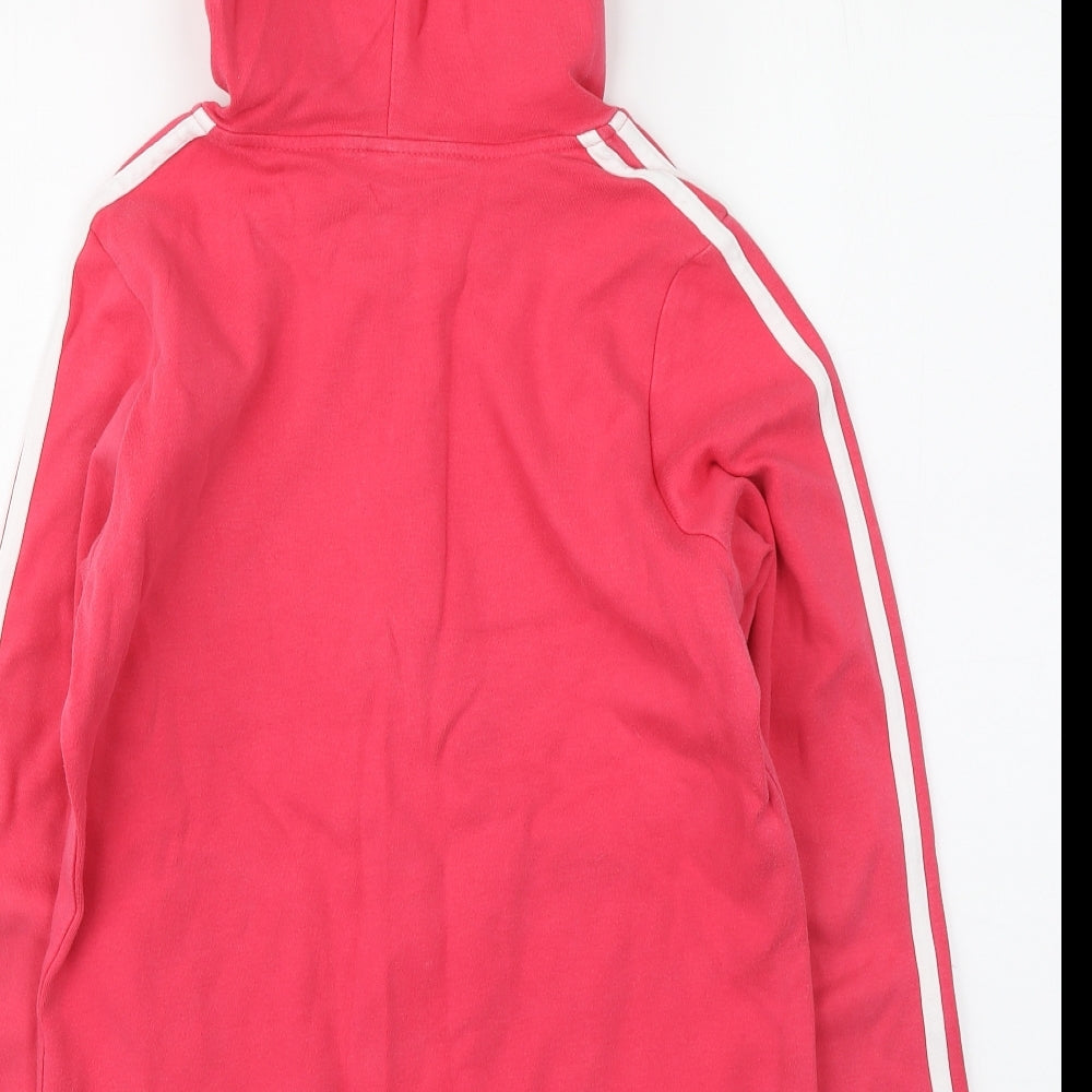 adidas Girls Pink Cotton Full Zip Hoodie Size 14 Years Zip