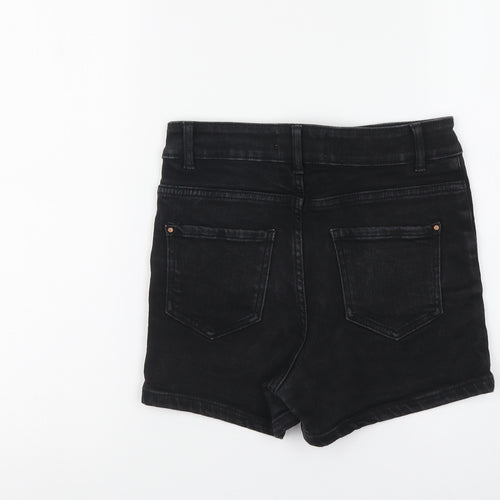 New Look Girls Black Cotton Cut-Off Shorts Size 13 Years Regular Drawstring