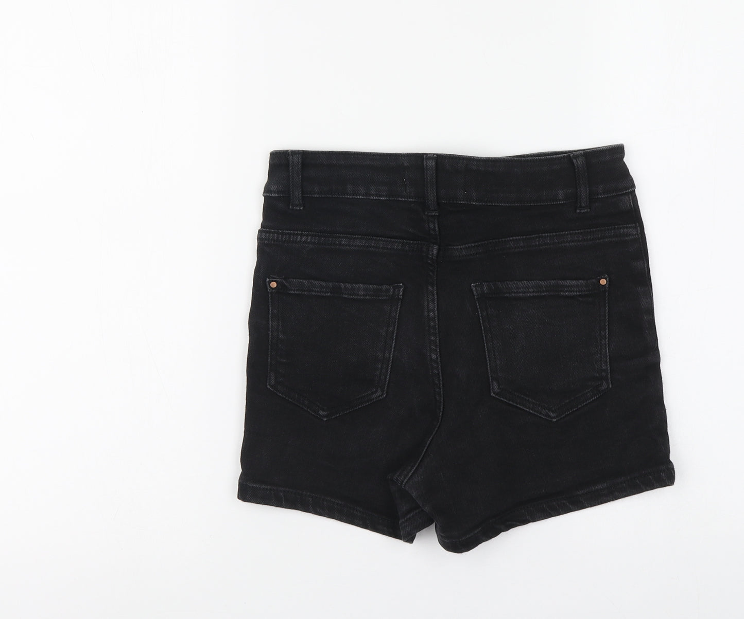 New Look Girls Black Cotton Cut-Off Shorts Size 13 Years Regular Drawstring