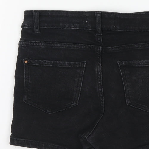 New Look Girls Black Cotton Cut-Off Shorts Size 13 Years Regular Drawstring