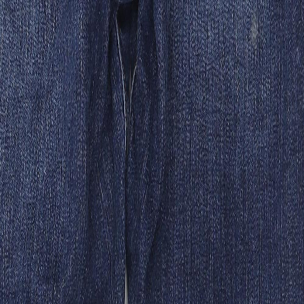 River Island Girls Blue Cotton Skinny Jeans Size 9 Years Regular Button - Distressed