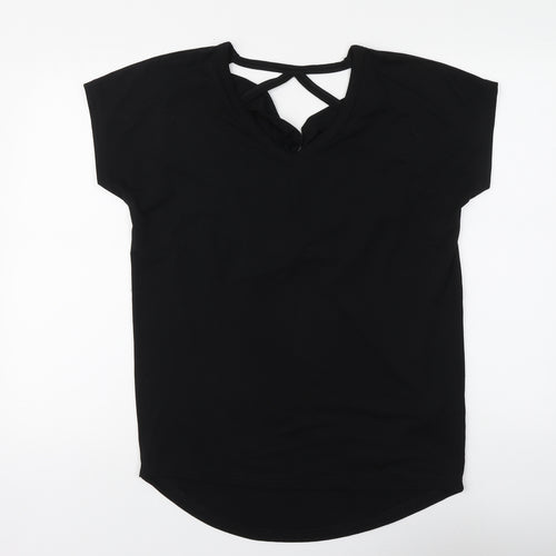 Body Flirt Womens Black Polyester Basic Blouse Size S V-Neck