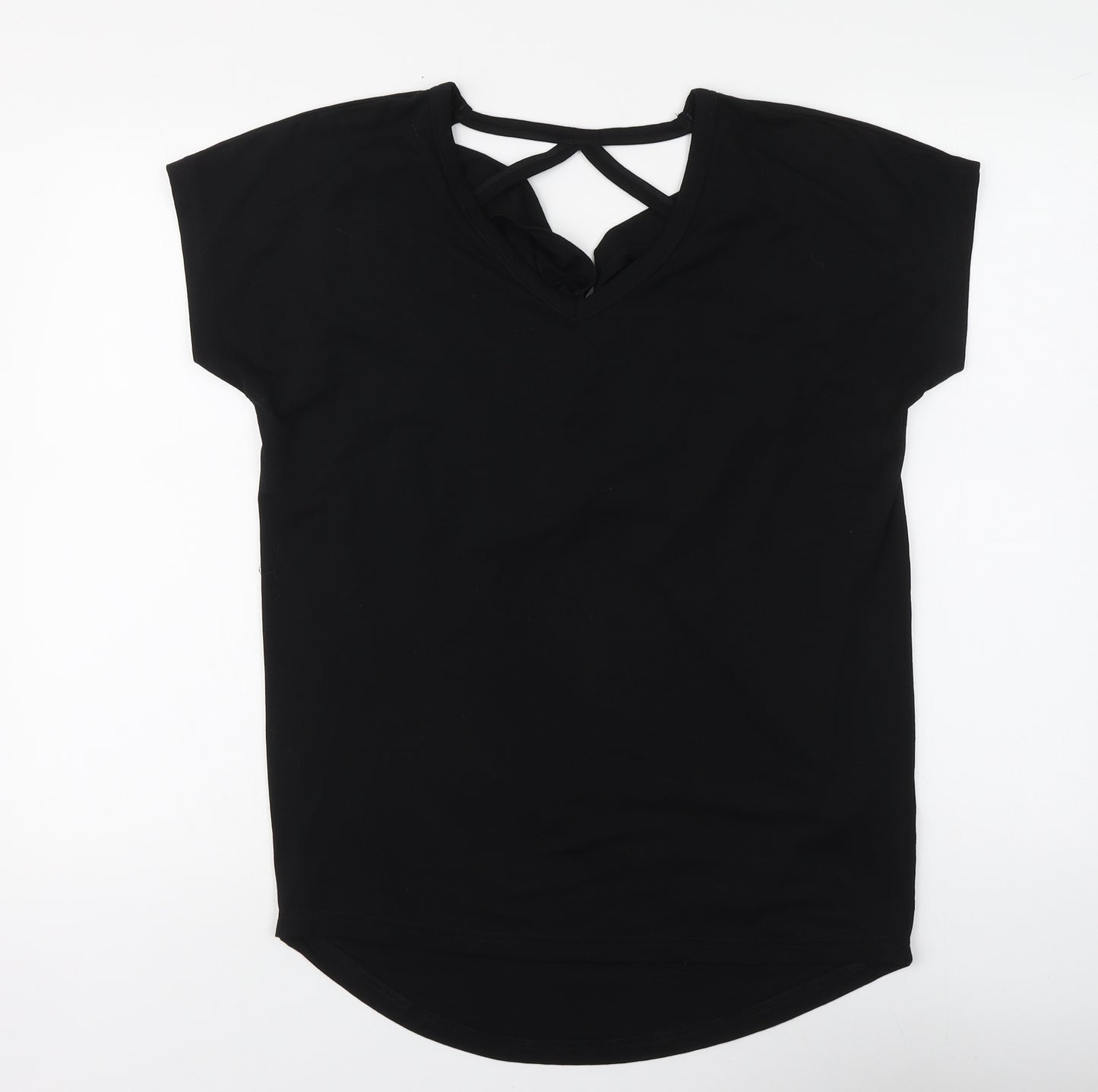 Body Flirt Womens Black Polyester Basic Blouse Size S V-Neck