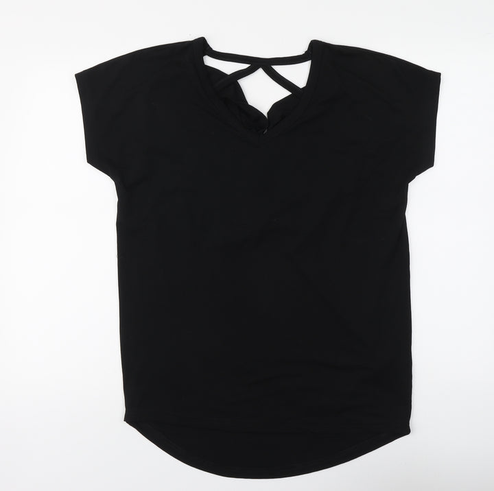 Body Flirt Womens Black Polyester Basic Blouse Size S V-Neck
