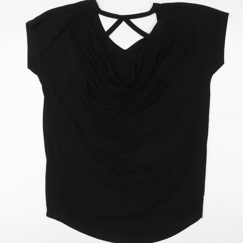 Body Flirt Womens Black Polyester Basic Blouse Size S V-Neck