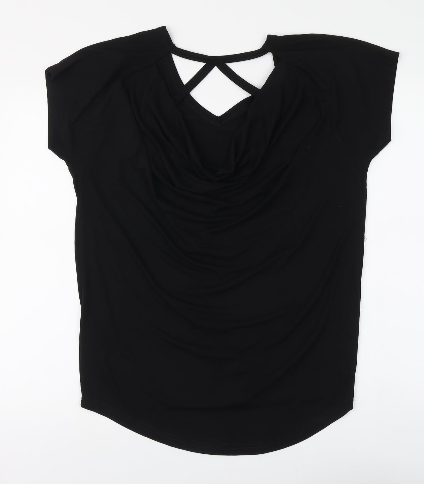 Body Flirt Womens Black Polyester Basic Blouse Size S V-Neck
