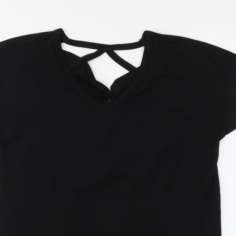 Body Flirt Womens Black Polyester Basic Blouse Size S V-Neck