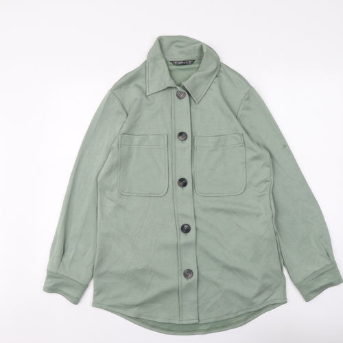 Dunnes Stores Womens Green Nylon Basic Button-Up Size S Collared