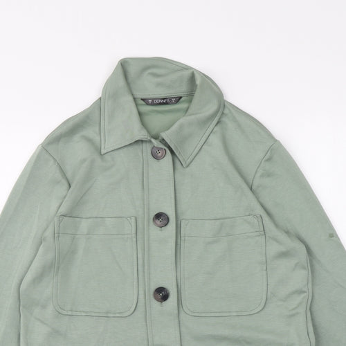 Dunnes Stores Womens Green Nylon Basic Button-Up Size S Collared