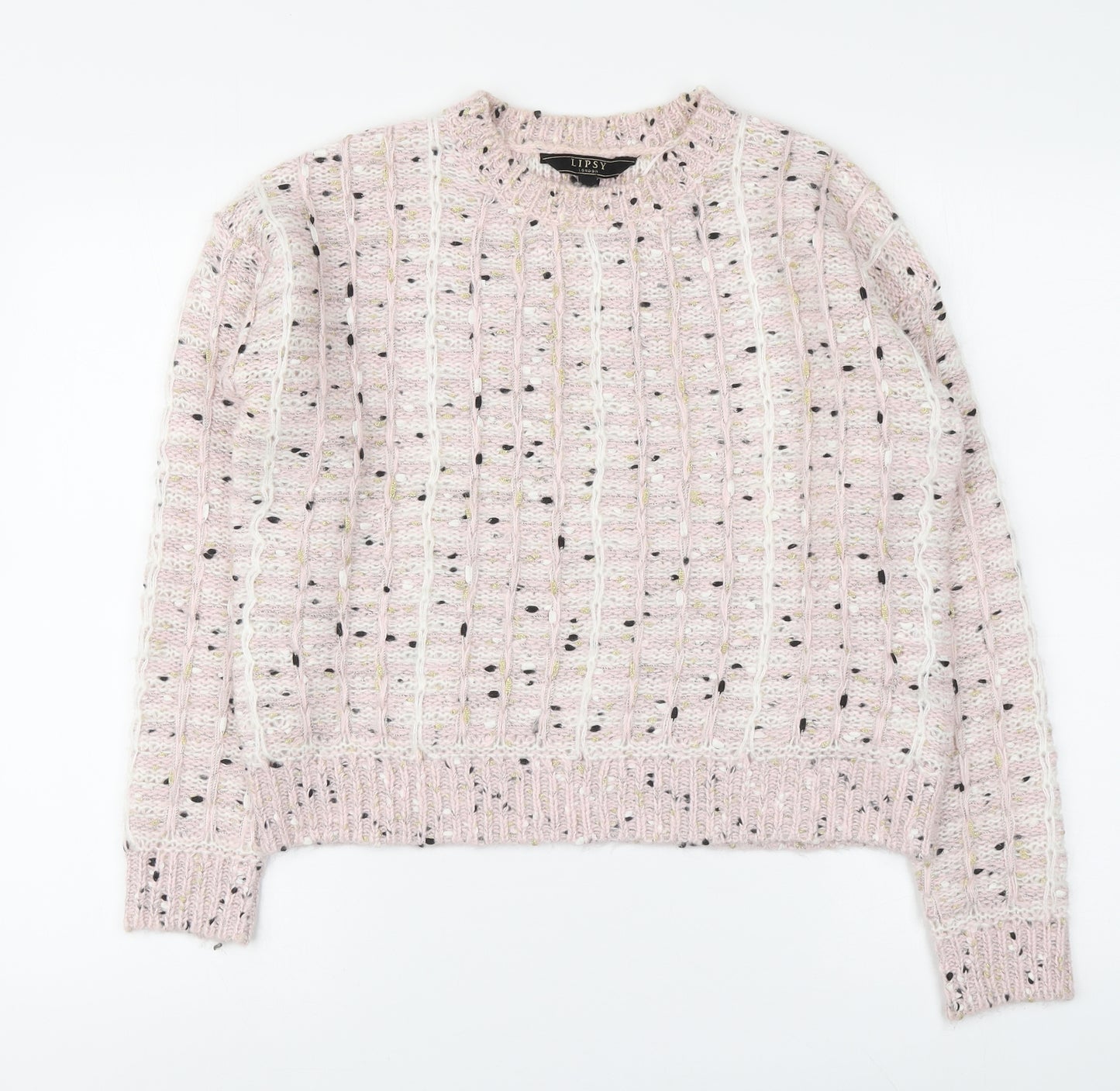 Lipsy London Womens Pink Round Neck Acrylic Pullover Jumper Size 14