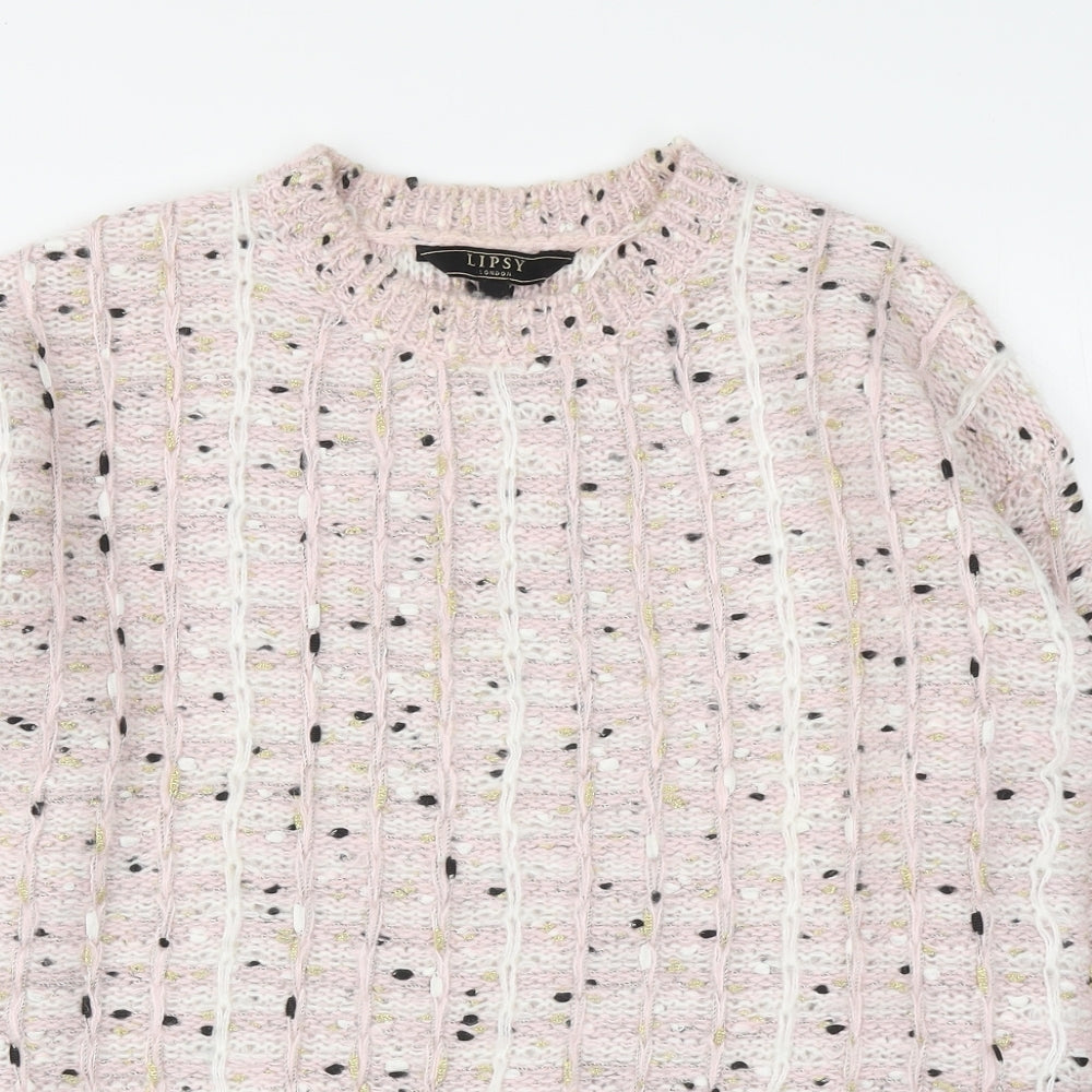 Lipsy London Womens Pink Round Neck Acrylic Pullover Jumper Size 14