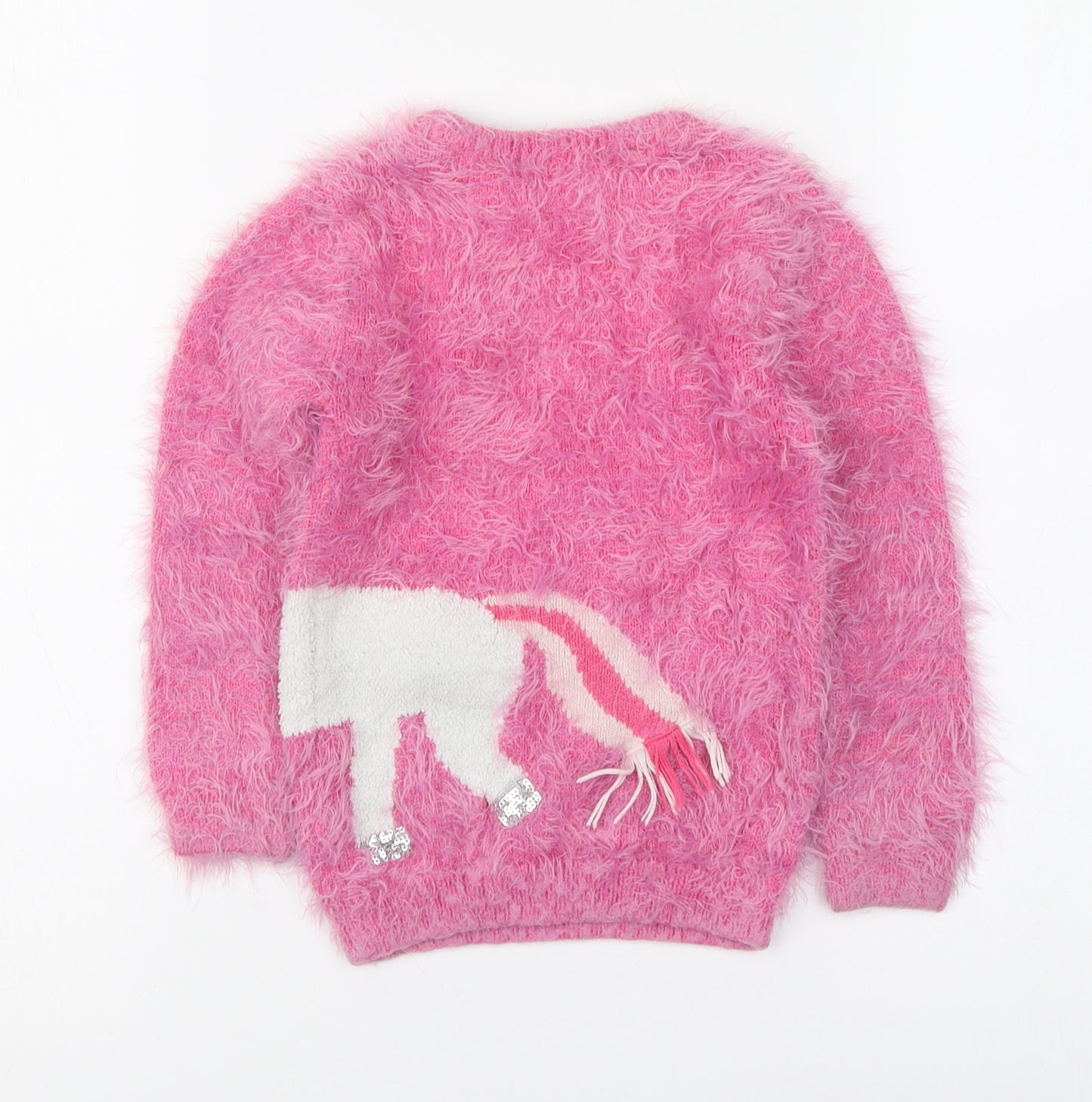George Girls Pink Round Neck Polyamide Pullover Jumper Size 4-5 Years Pullover - Unicorn