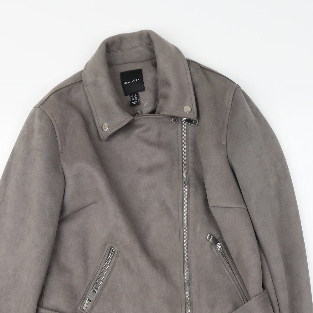 New Look Womens Grey Jacket Size 10 Zip