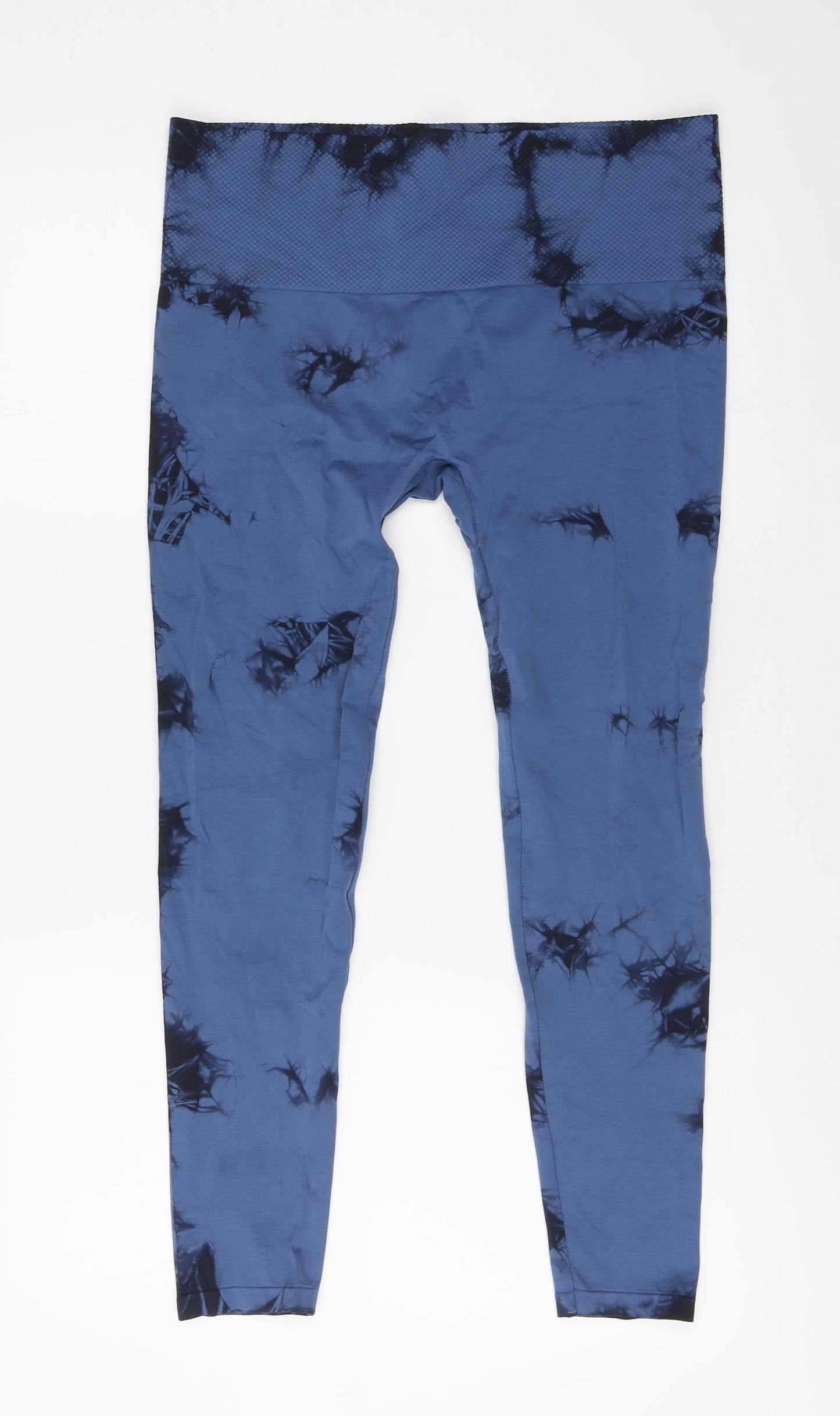 Dunnes Stores Womens Blue Tie Dye Nylon Jogger Leggings Size L L25 in Regular Button