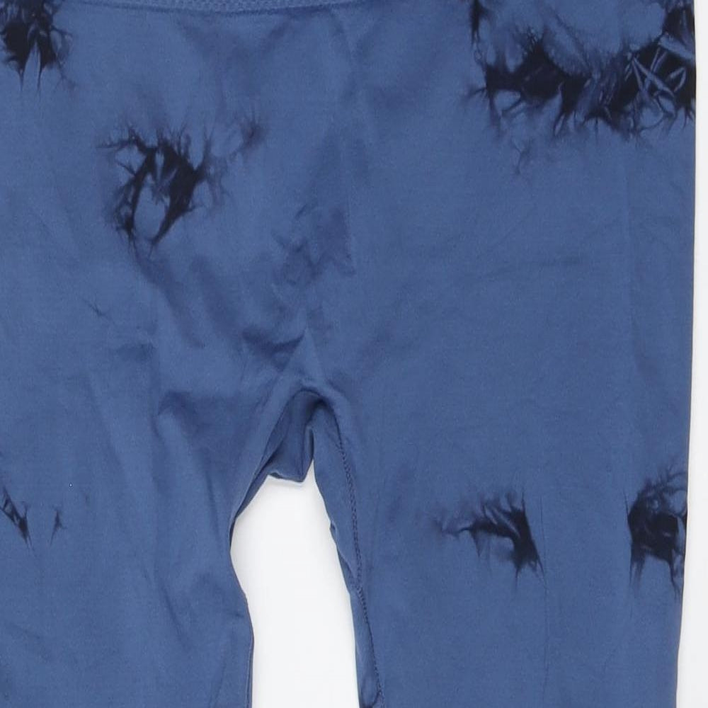 Dunnes Stores Womens Blue Tie Dye Nylon Jogger Leggings Size L L25 in Regular Button