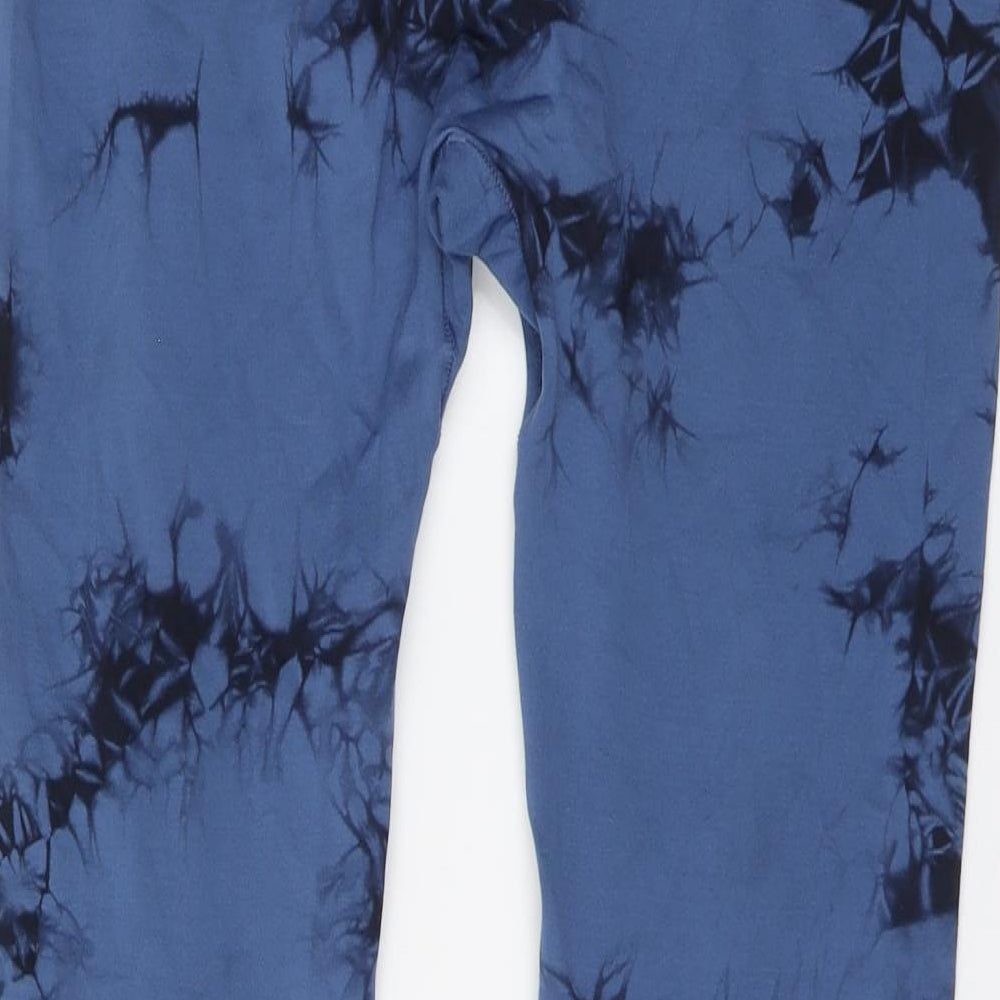 Dunnes Stores Womens Blue Tie Dye Nylon Jogger Leggings Size L L25 in Regular Button