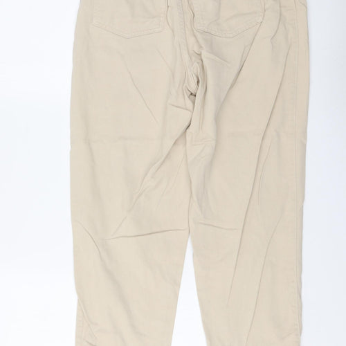 H&M Womens Beige Cotton Trousers Size S L27 in Regular Button