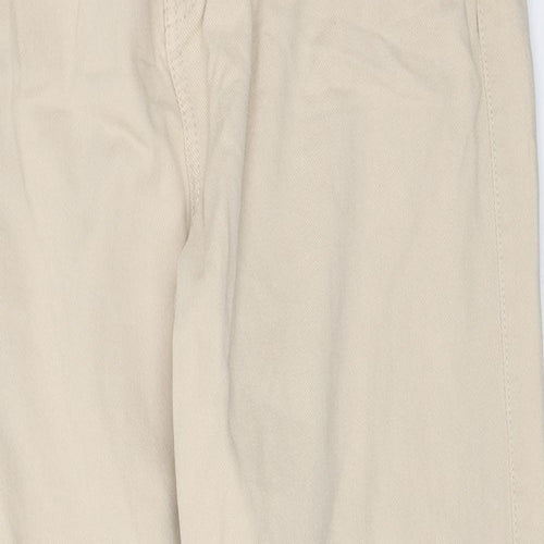 H&M Womens Beige Cotton Trousers Size S L27 in Regular Button