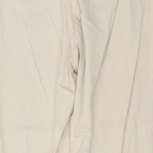 H&M Womens Beige Cotton Trousers Size S L27 in Regular Button