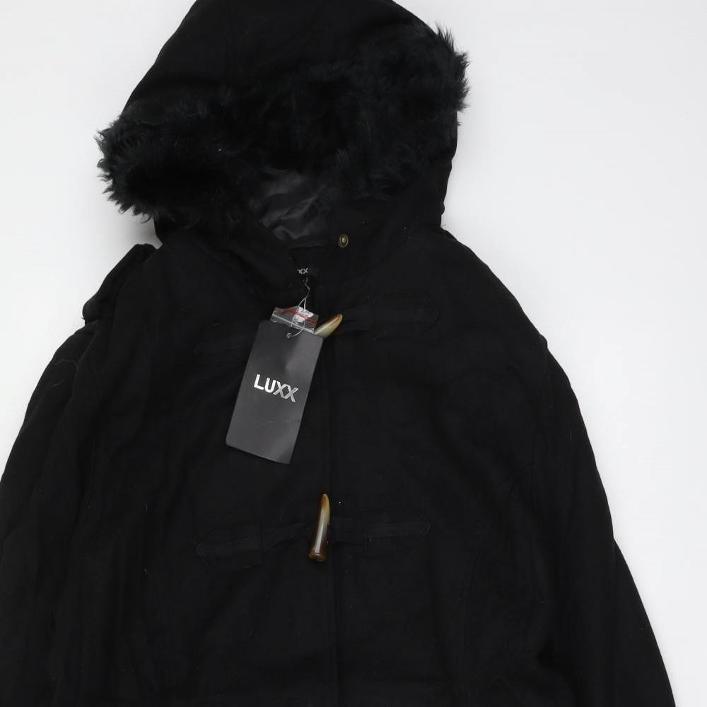 Luxx Womens Black Overcoat Coat Size XL Button